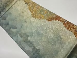 引箔鳥に草花・花唐草模様織出し袋帯